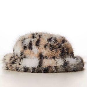 Leopard Print Faux Fur Bucket Hat from Free People